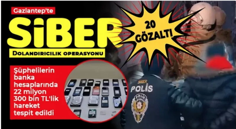 Gaziantep'te siber dolandırıcılık operasyonu: 20 gözaltı