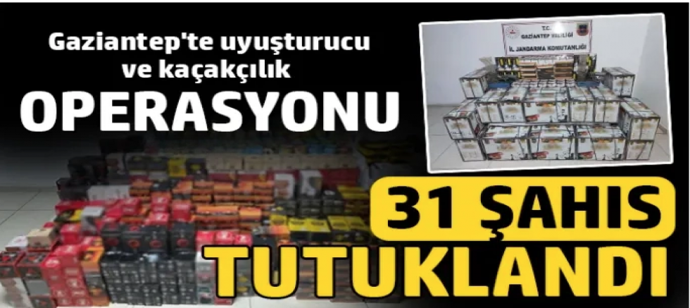 Çok sayıda kaçak malzeme ve çok miktarda uyuşturucu madde ele geçirildi