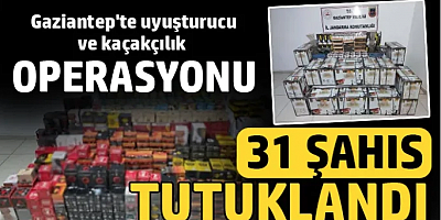 Çok sayıda kaçak malzeme ve çok miktarda uyuşturucu madde ele geçirildi