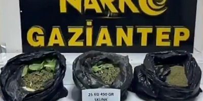 Gaziantep'te 22 kilo skunk ile çok sayıda silah ele geçirildi: 7 gözaltı