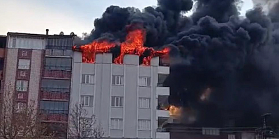 Gaziantep'te 4 katlı apartmanın terasında korkutan yangın