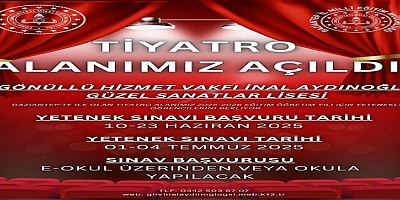 Gaziantep’te Bir İlk: İnal Aydınoğlu Güzel Sanatlar Lisesi’nde Tiyatro Bölümü Açılıyor