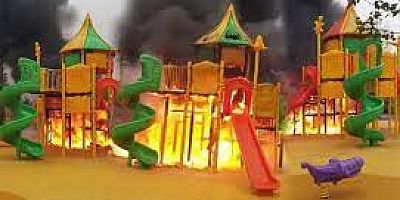 Gaziantep'te dehşet dolu anlar! Çocuk parkı alev alev yandı