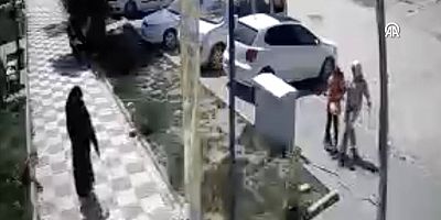 Gaziantep'te sahipsiz köpeklerin anne ve kızına saldırması güvenlik kamerasında