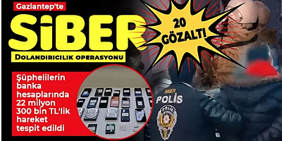 Gaziantep'te siber dolandırıcılık operasyonu: 20 gözaltı
