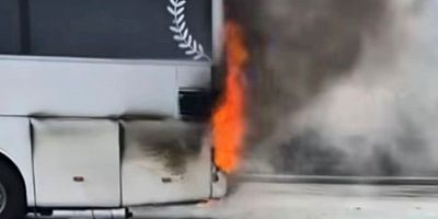 Gaziantep'te yolcu otobüsünde çıkan yangını itfaiye söndürdü