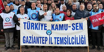 Kamu-Sen’e bağlı sendikalar Gaziantep Defterdarlığı önünde maaş zamlarını protesto etti