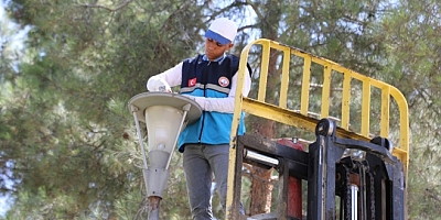 Nizip'te parklardaki aydınlatma sistemleri yenileniyor 