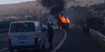 Seyir halindeki kamyonet alev topuna döndü: 1 yaralı